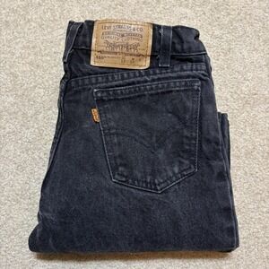 Vintage Levis 550 Jeans Youth Kids 12 Black Relaxed Fit Straight Leg Denim 90s